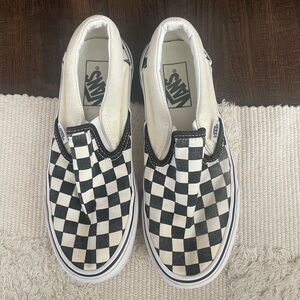 Vans Classic Slip-On Shoes Checkered Black White Womens 6.5